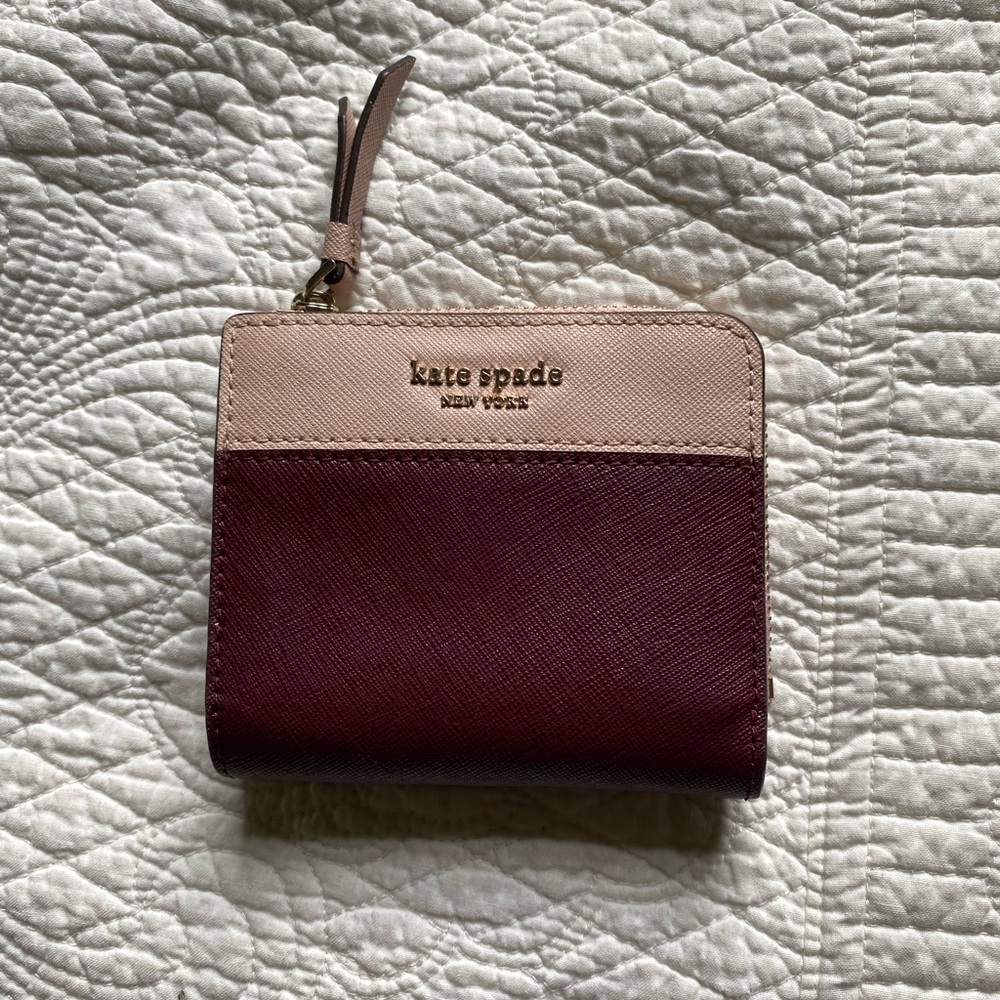 Pink and Maroon Kate Spade Wallet NEVER USED!